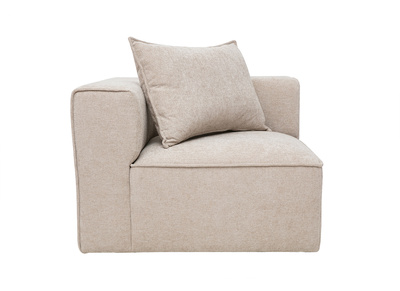 Linkes Eckmodul f&uuml;r Sofa aus Stoff mit texturierter Samtoptik in Beige KERRY