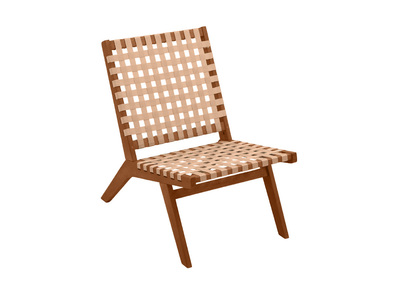 Lounge-Gartensessel aus Massivholz und geflochtenen Elementen in Beige LUCEA