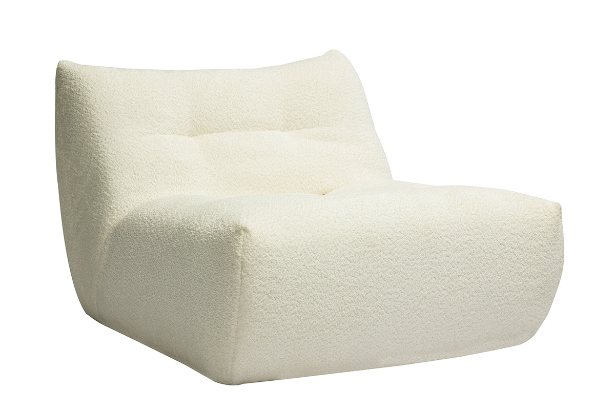 Lounge-Sessel aus Boucl-Stoff in gebrochenem Wei BUMPY