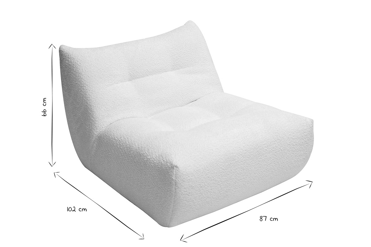 Lounge-Sessel aus Boucl-Stoff in gebrochenem Wei BUMPY