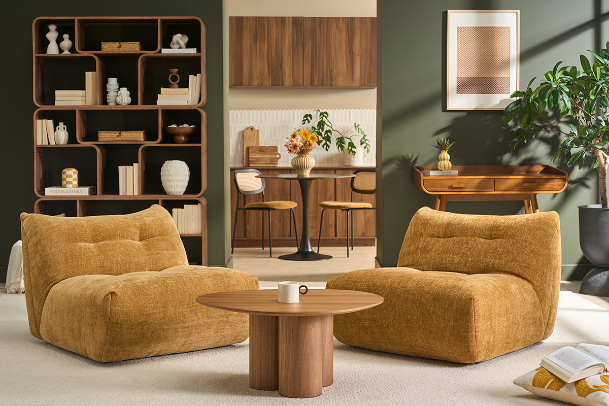 Lounge-Sessel in bronzefarbenem Samt-Effekt Stoff BUMPY