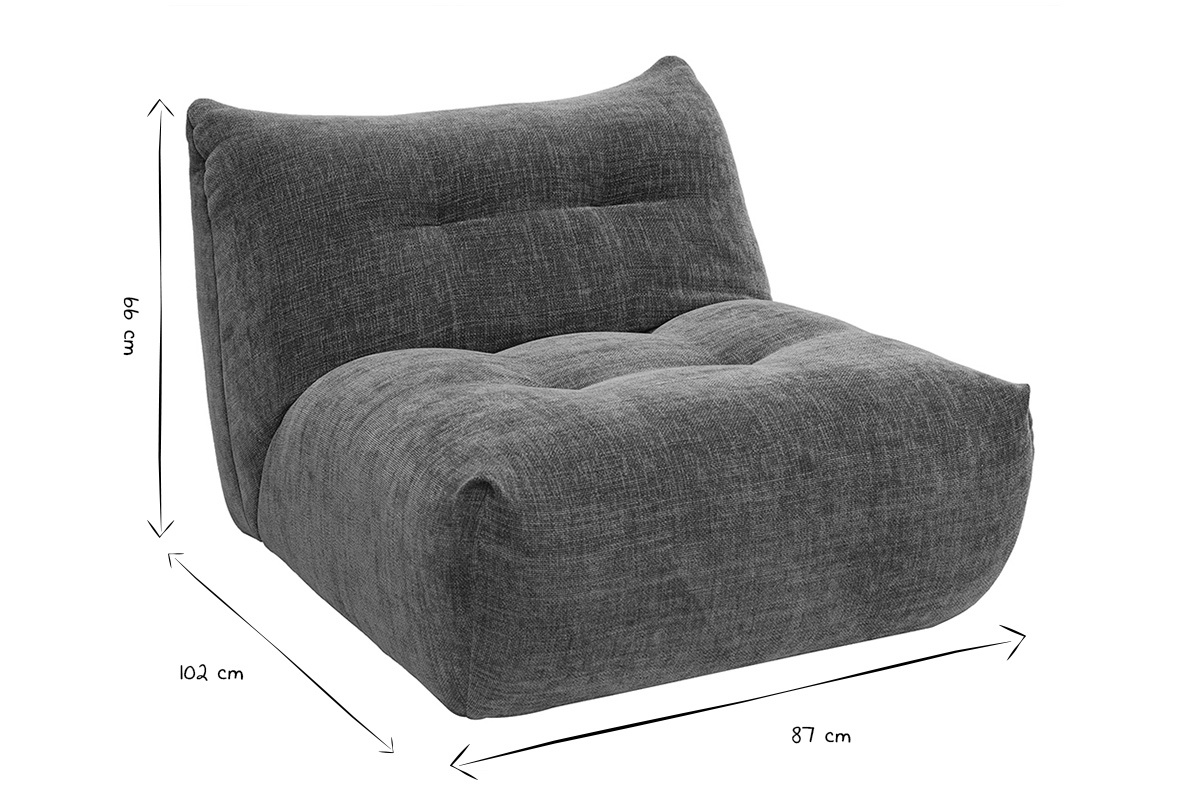 Loungesessel BUMPY in Schwarz und Wei�, Ma�e L87 x B102 x H66 cm, ohne Armlehnen, Ansicht von 3/4.