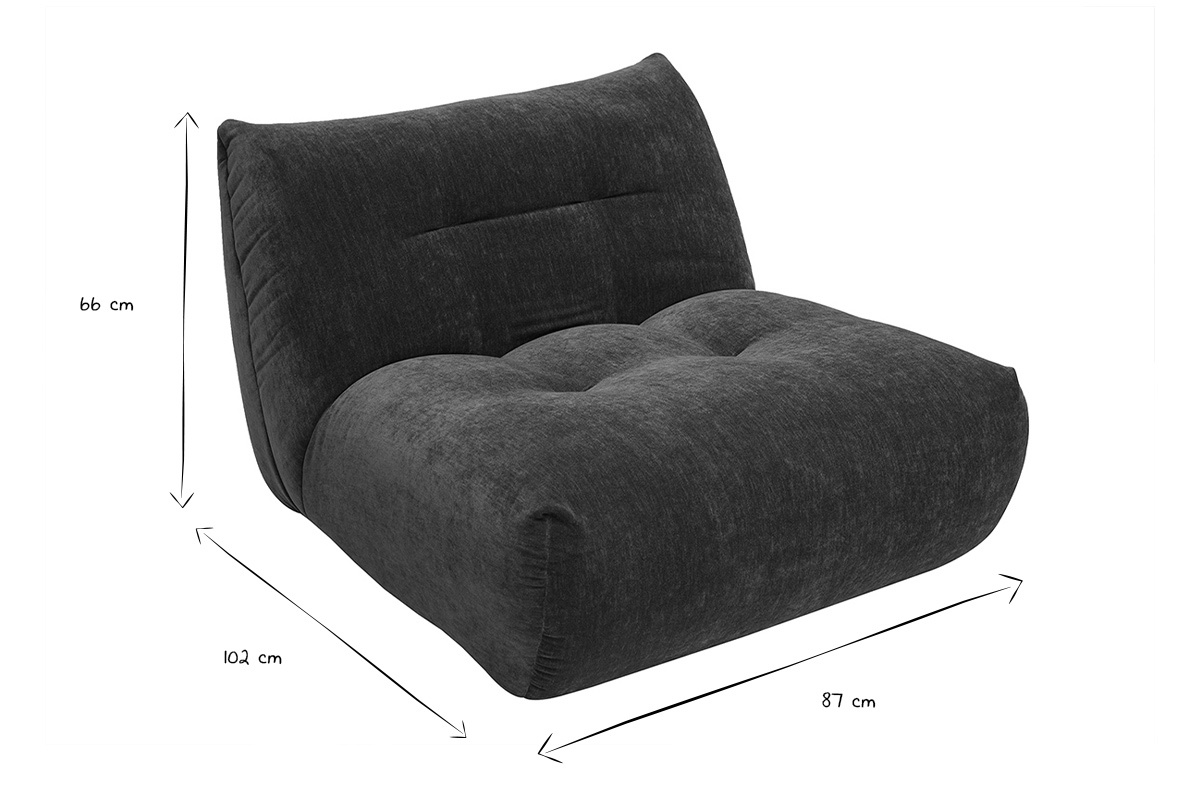 Abmessungen des Sessels BUMPY in Schwarz und Wei�: B87 x T102 x H66 cm