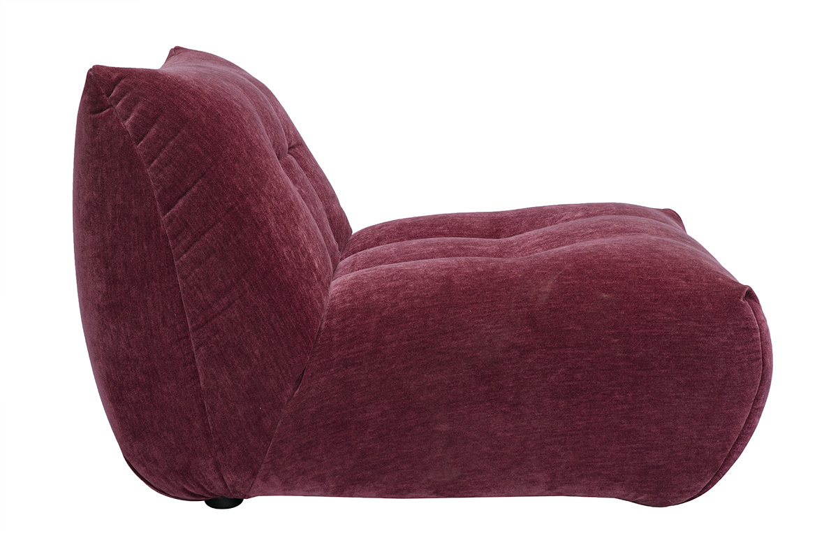 Lounge-Sessel aus Stoff mit Samteffekt in Pflaume BUMPY, Seitenansicht, zeitgen�ssisches Design.