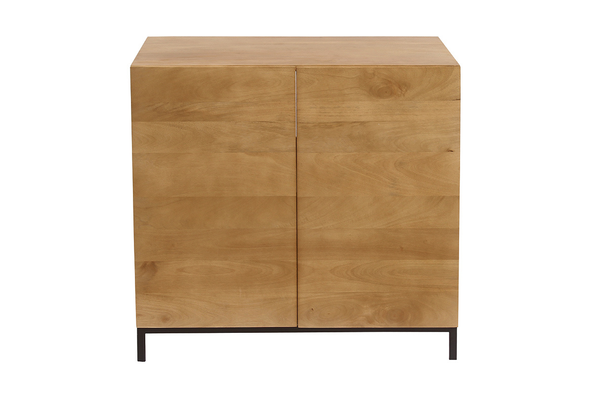 Badezimmerm�bel aus massivem Mangoholz, L80 cm, Front und Oberseite aus Holz, F��e aus Metall.
