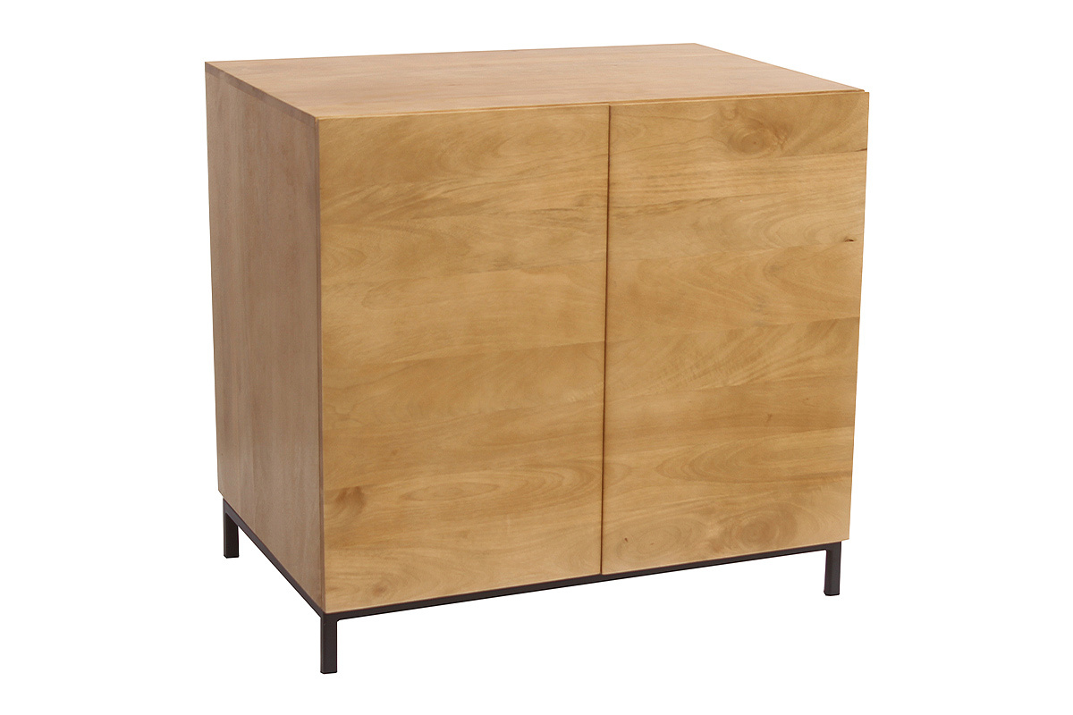Badezimmerm�bel aus massivem Mangoholz, 3/4-Ansicht, Ma�e L80 x T55 x H76 cm.