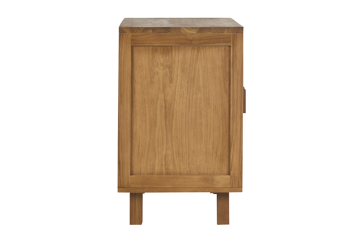 Badezimmerm�bel aus massivem Teakholz und geflochtenem Seil, Seitenansicht, Ma�e L80 cm.