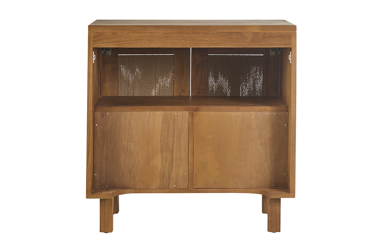 Badezimmerm�bel aus massivem Teakholz mit geflochtenem Seil, R�ckansicht, Breite 80 cm.