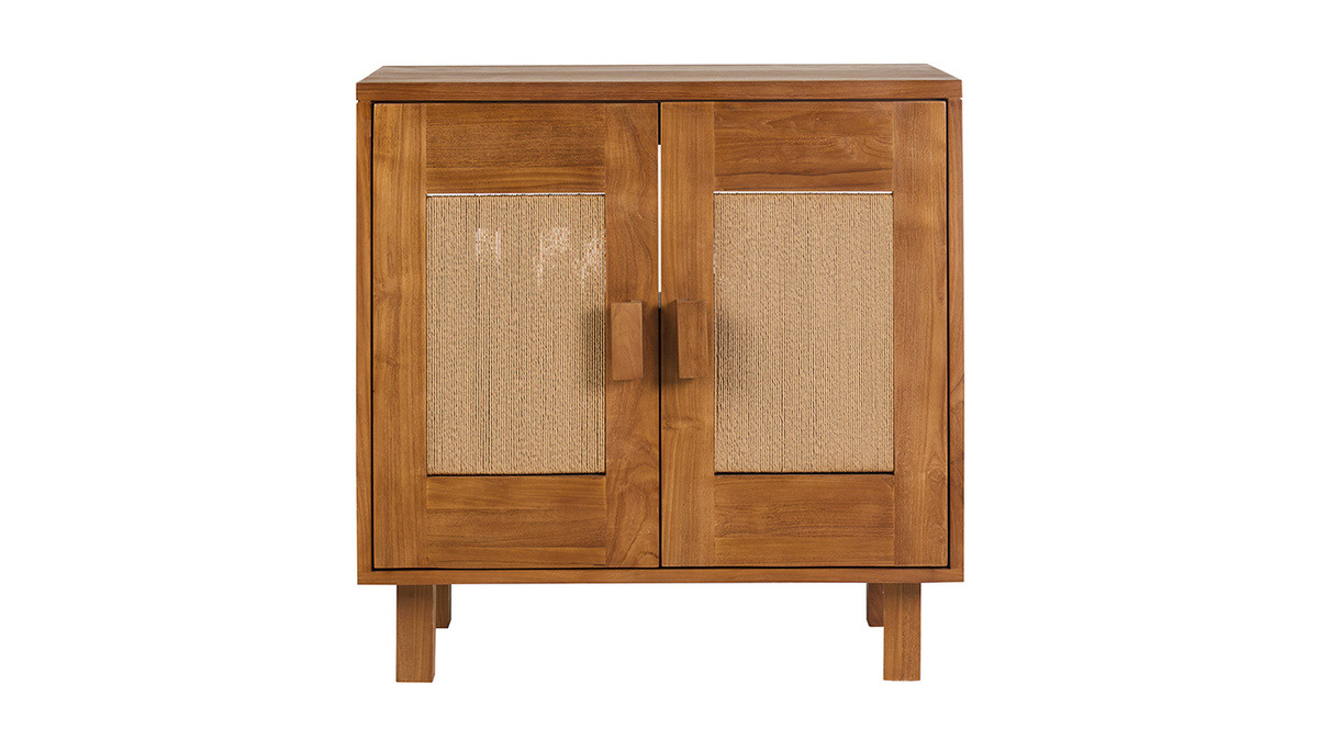 Massives Teakholz-Badezimmerm�bel mit geflochtenem Seil L80 cm MOSSA