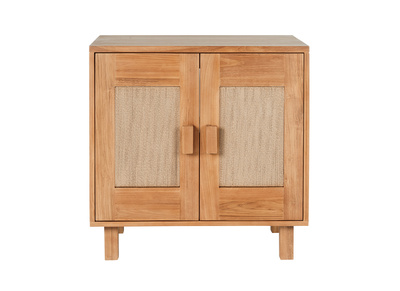 Massives Teakholz-Badezimmerm&ouml;bel mit geflochtenem Seil L80 cm MOSSA