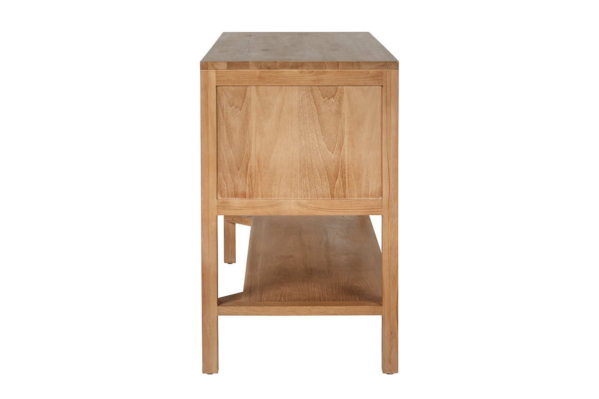 Badezimmerschrank RIVO aus massiver Teakholz und Rattan-Geflecht, Seitenansicht