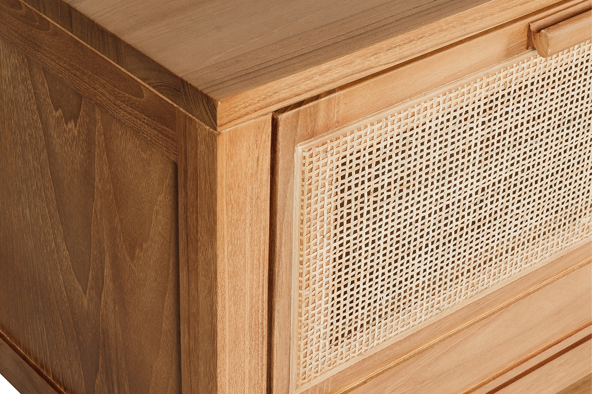 Detail des Badezimmerm�bels RIVO aus massivem Teakholz und Rattan-Geflecht, Draufsicht