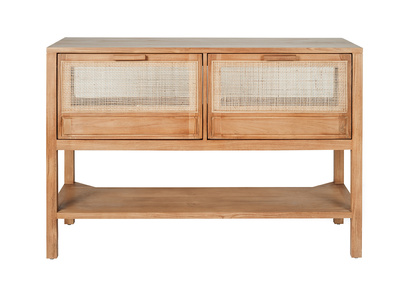 Massives Teakholz-Badezimmerm&ouml;bel mit Rattan-Geflecht L120 cm RIVO