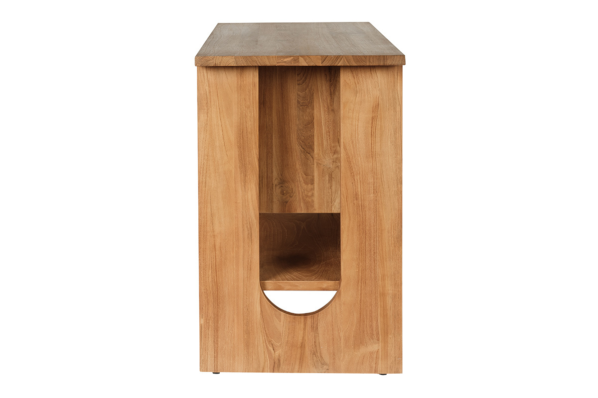 Massives Teak-Badezimmerm�bel, Seitenansicht, mit offenem Stauraum.