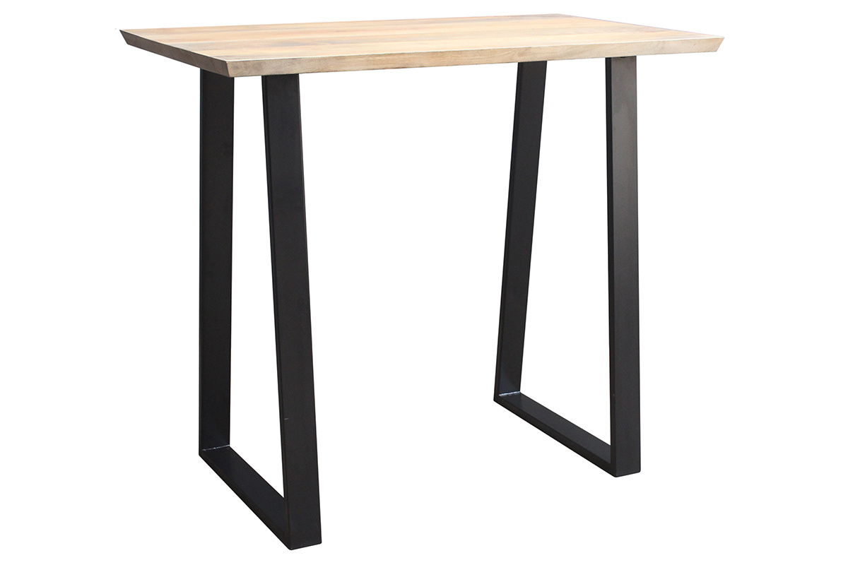 Massivholz Mangoholz und schwarzes Metall Bar-Tisch L120 cm VIJAY