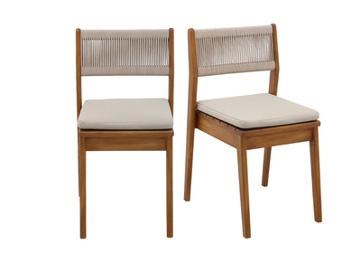 Massivholz und geflochtene Seilkordel Gartenst&uuml;hle (2er Set) ZEPHYR