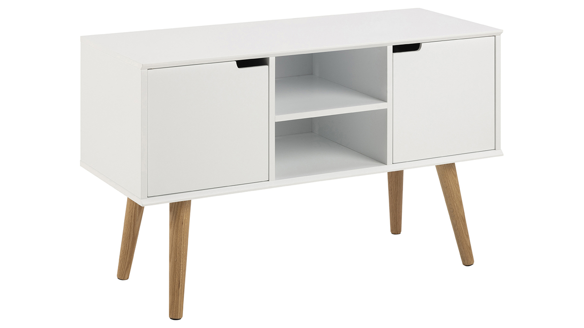 Mattweies skandinavisches Sideboard mit zentraler Nische und SNOOP-Ablage