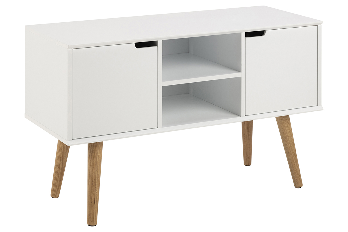 Mattweies skandinavisches Sideboard mit zentraler Nische und SNOOP-Ablage