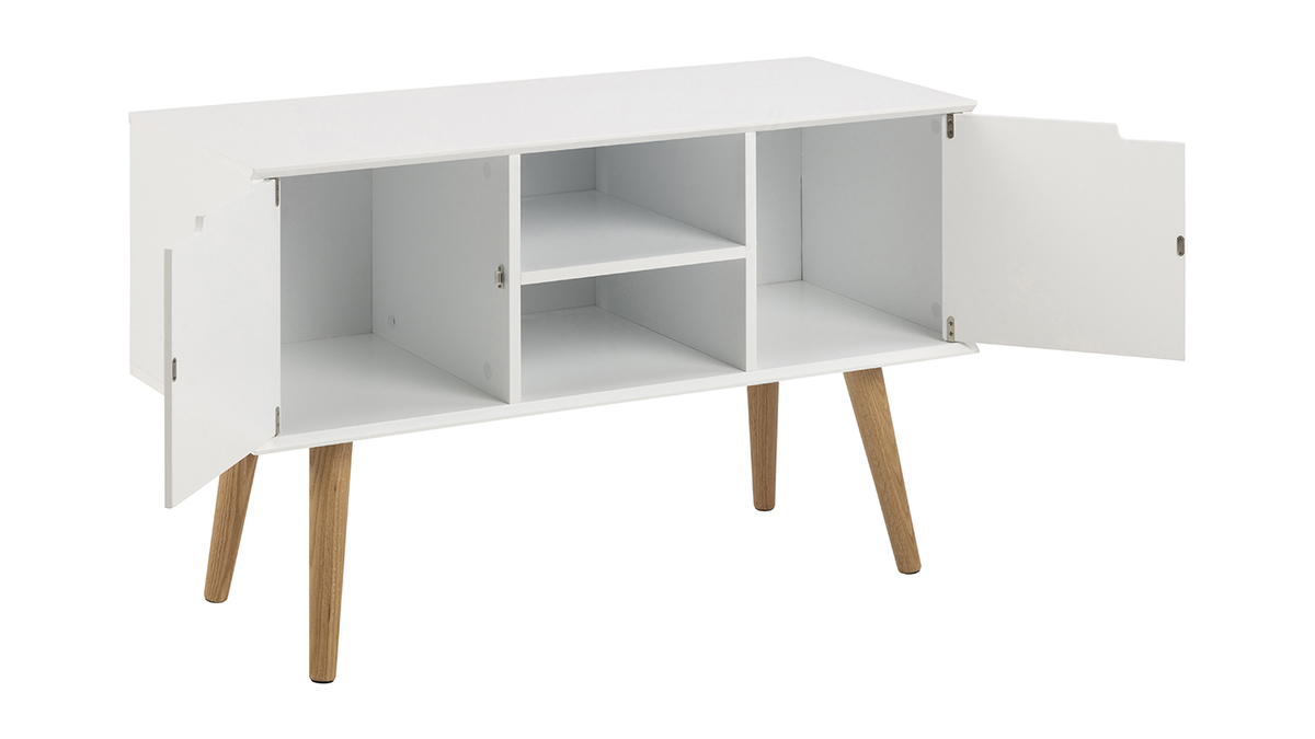 Mattweies skandinavisches Sideboard mit zentraler Nische und SNOOP-Ablage