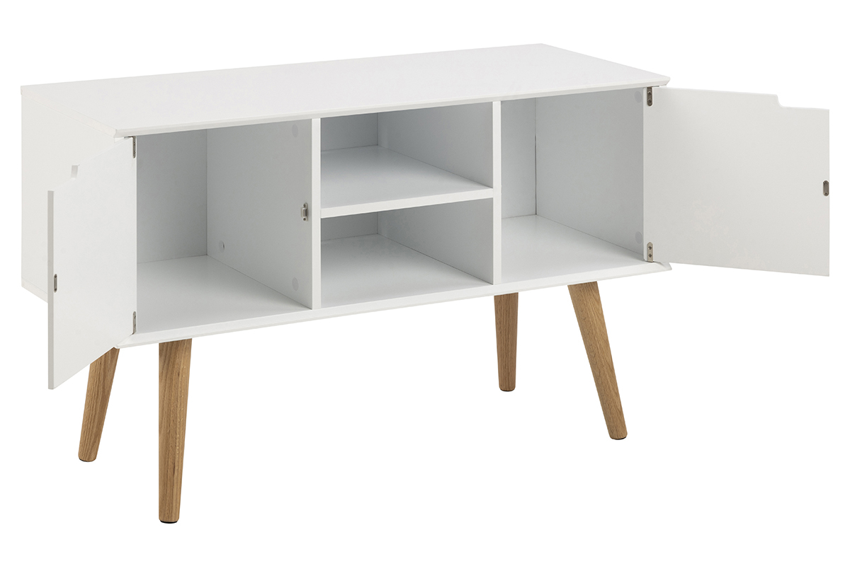 Mattweies skandinavisches Sideboard mit zentraler Nische und SNOOP-Ablage