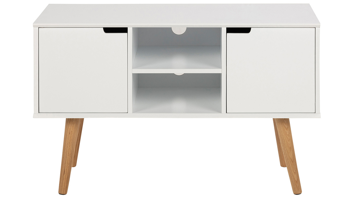 Mattweies skandinavisches Sideboard mit zentraler Nische und SNOOP-Ablage