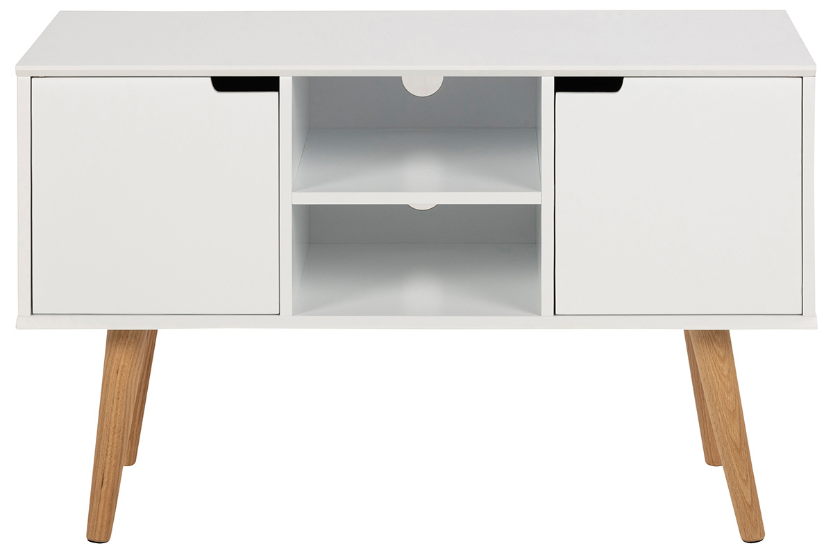 Mattweies skandinavisches Sideboard mit zentraler Nische und SNOOP-Ablage