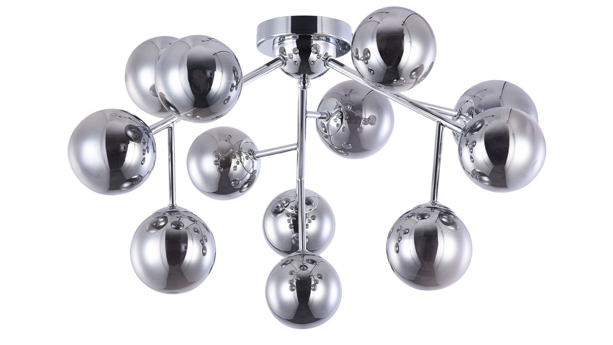 Moderne Design-Leuchte aus Metall und Rauchglas DALLAS