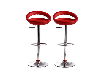 Moderner Barhocker / K&uuml;chenhocker Rot PVC COMET (2 Stck.)