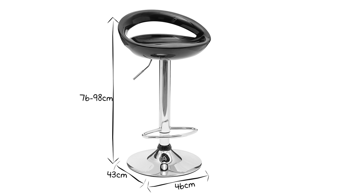 Moderner Barhocker / Kchenhocker Schwarz COMET (2 Stck.)