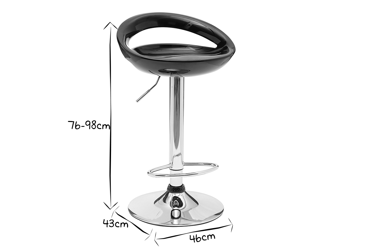 Moderner Barhocker / Kchenhocker Schwarz COMET (2 Stck.)