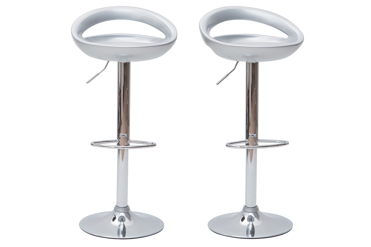 Moderner Barhocker / Kchenhocker Silber COMET (2 Stck.)