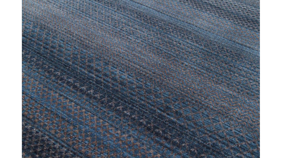 Moderner blau gemusterter Teppich 160 x 230 cm INDIGO