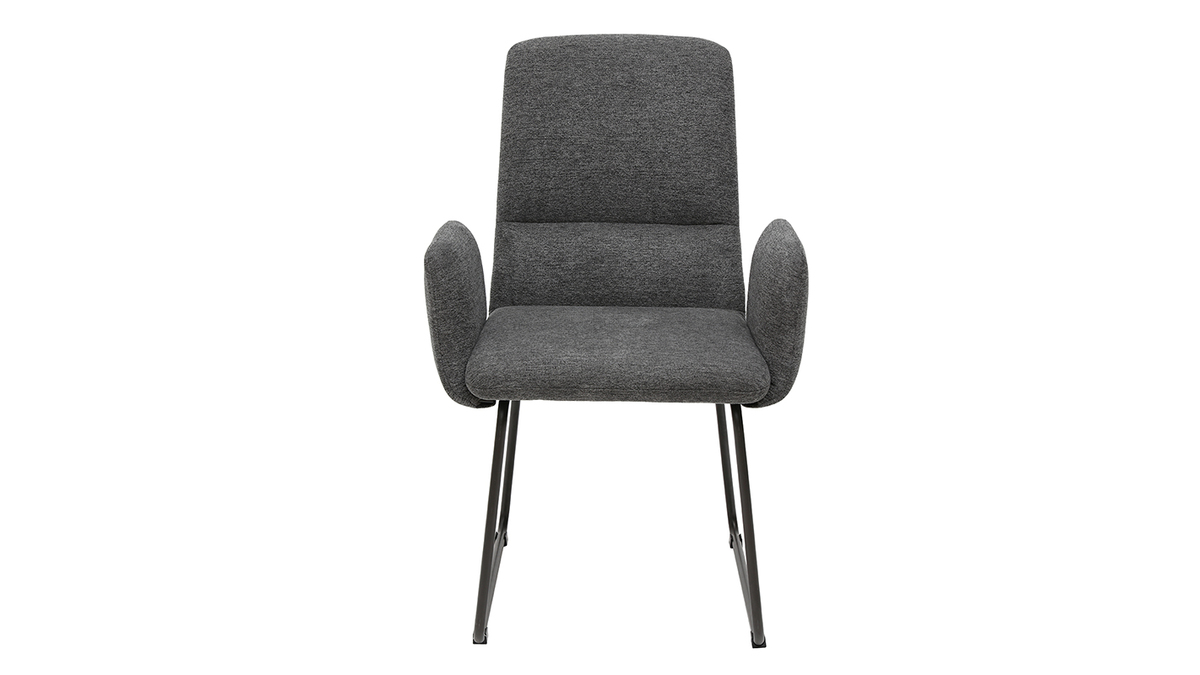 Moderner Esszimmer-Sessel aus grauem Stoff und schwarzem Metall MYST