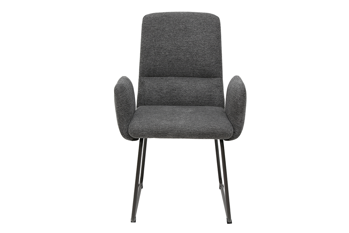 Moderner Esszimmer-Sessel aus grauem Stoff und schwarzem Metall MYST