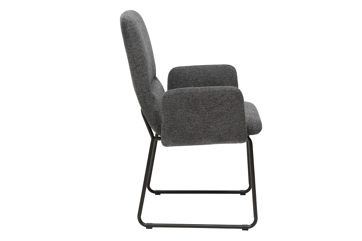Moderner Esszimmer-Sessel aus grauem Stoff und schwarzem Metall MYST