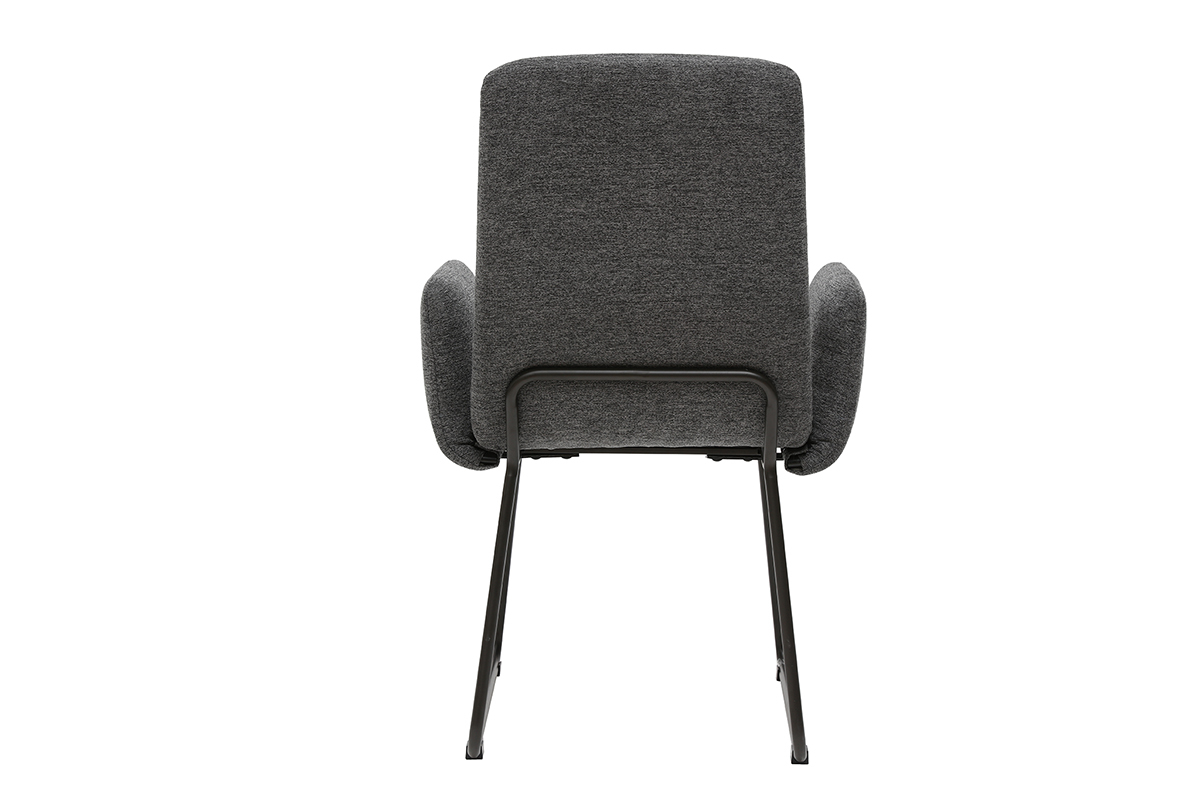 Moderner Esszimmer-Sessel aus grauem Stoff und schwarzem Metall MYST