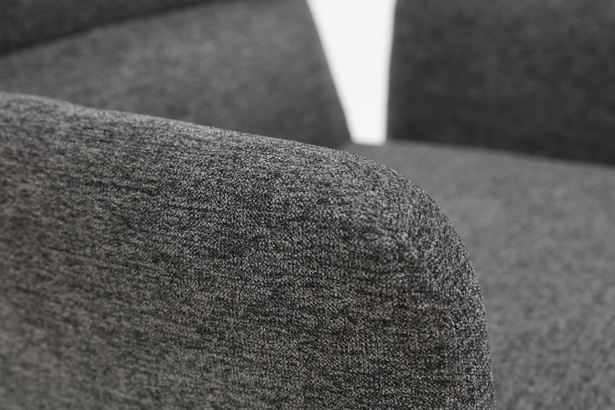 Moderner Esszimmer-Sessel aus grauem Stoff und schwarzem Metall MYST