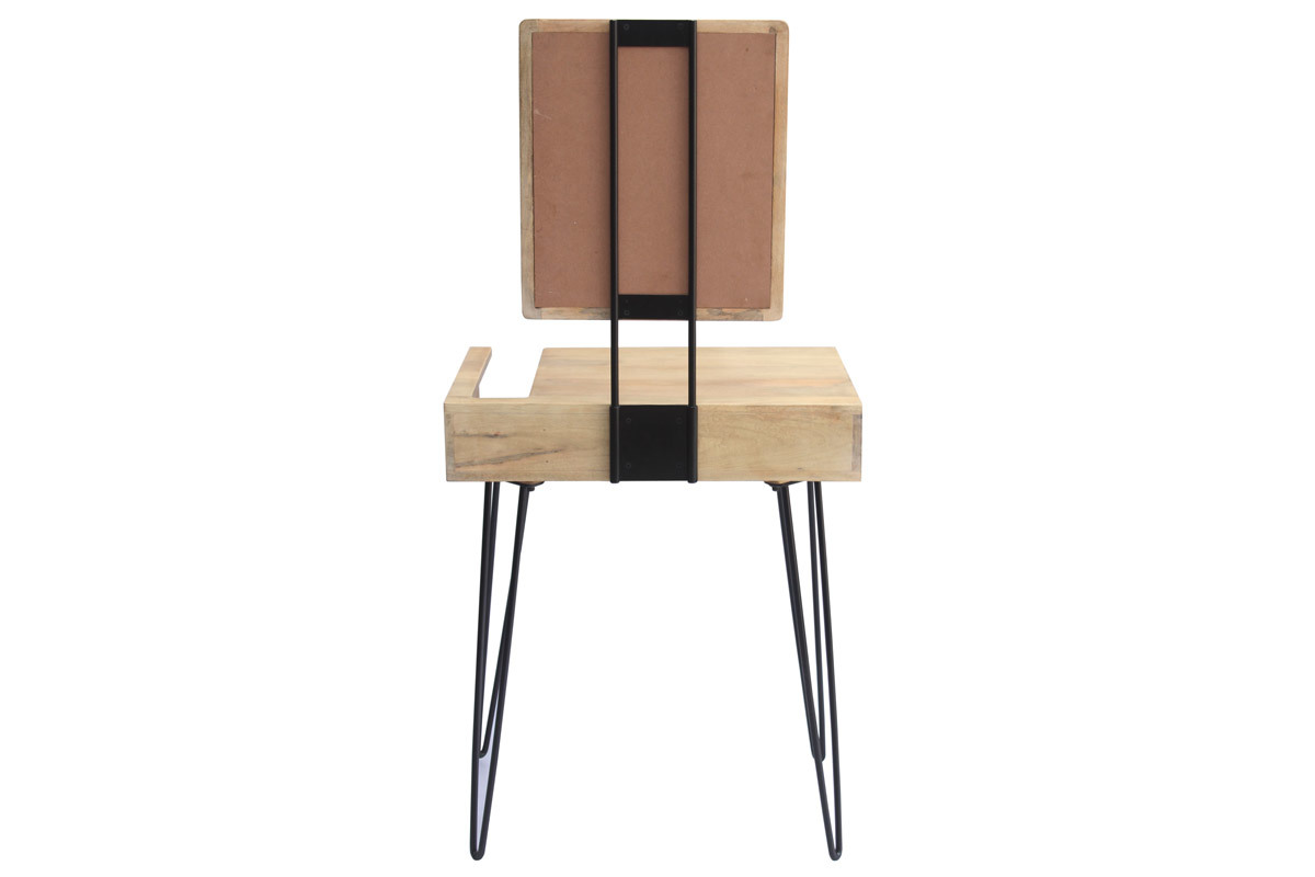 Moderner Frisiertisch aus Mangoholz mit Beinen aus schwarzem Metalldraht VIBES