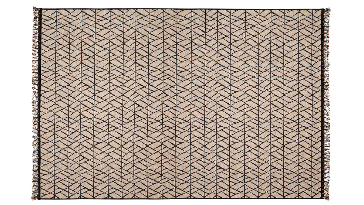 Moderner natrlicher Teppich mit grafischem Motiv in Schwarz 160 x 230 cm ETNICA