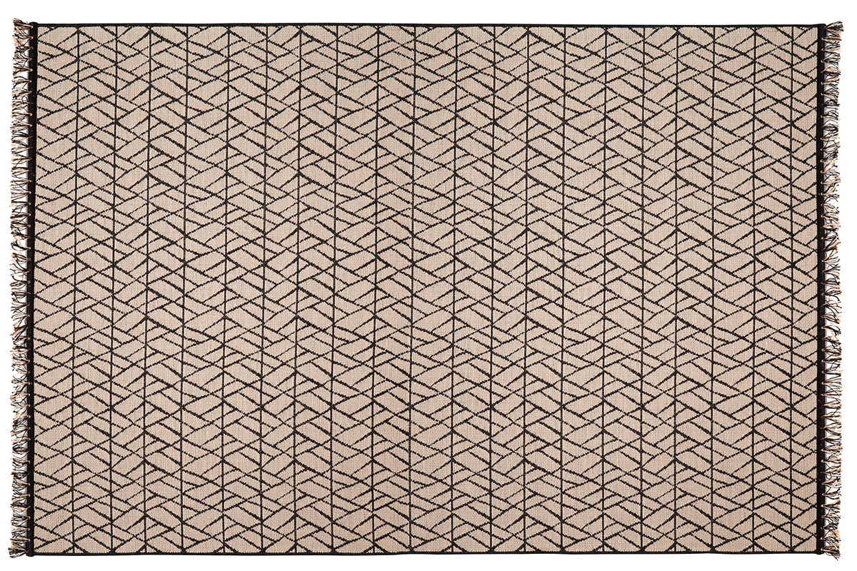 Moderner natrlicher Teppich mit grafischem Motiv in Schwarz 160 x 230 cm ETNICA