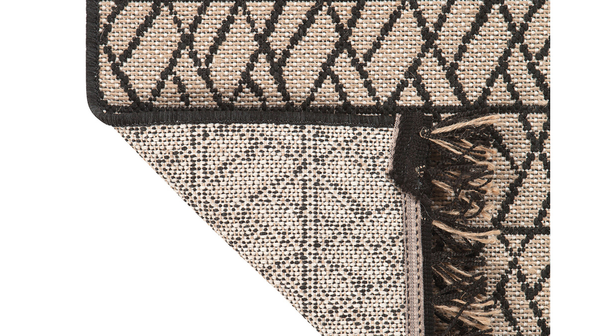 Moderner natrlicher Teppich mit grafischem Motiv in Schwarz 160 x 230 cm ETNICA