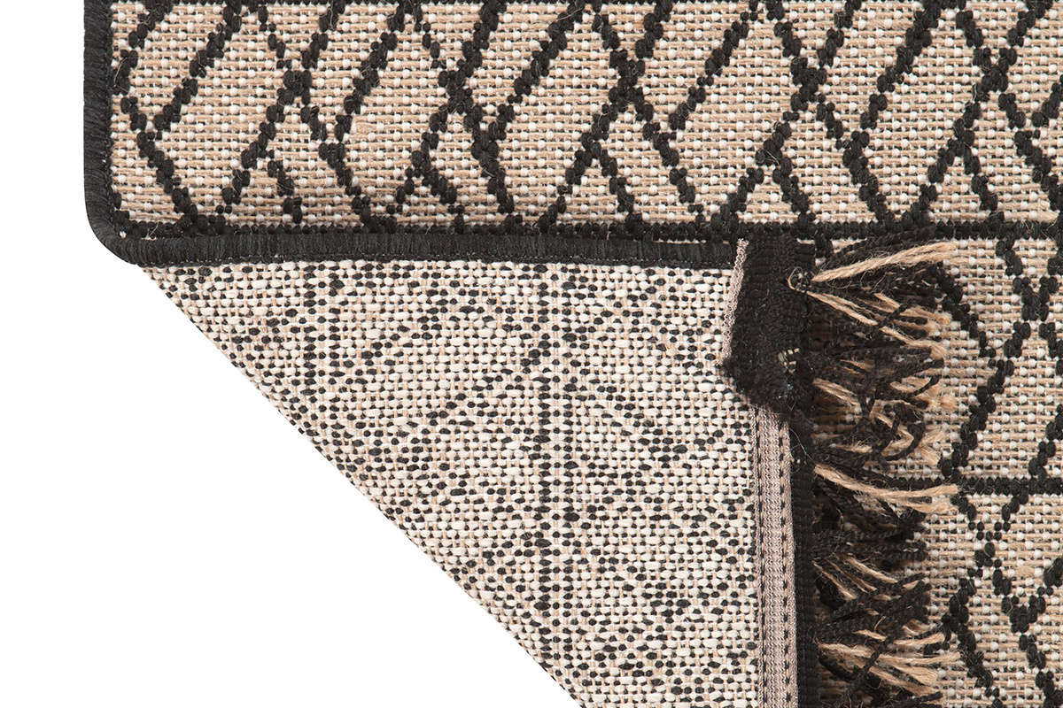 Moderner natrlicher Teppich mit grafischem Motiv in Schwarz 160 x 230 cm ETNICA