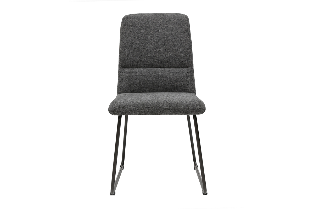 Moderner Stuhl aus grauem Stoff und schwarzem Metall MYST