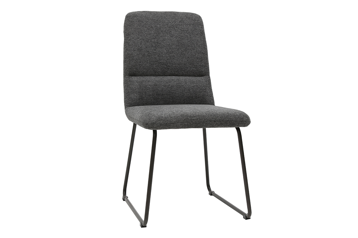 Moderner Stuhl aus grauem Stoff und schwarzem Metall MYST