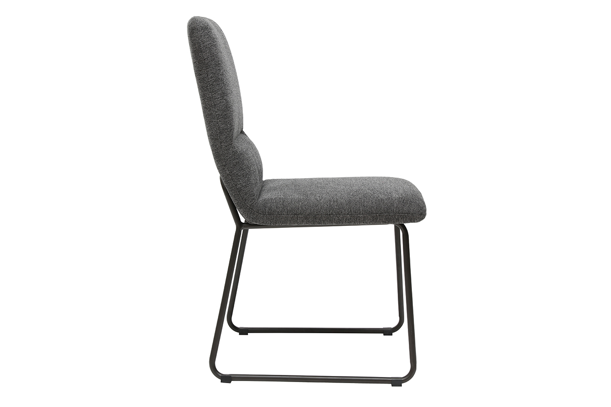 Moderner Stuhl aus grauem Stoff und schwarzem Metall MYST