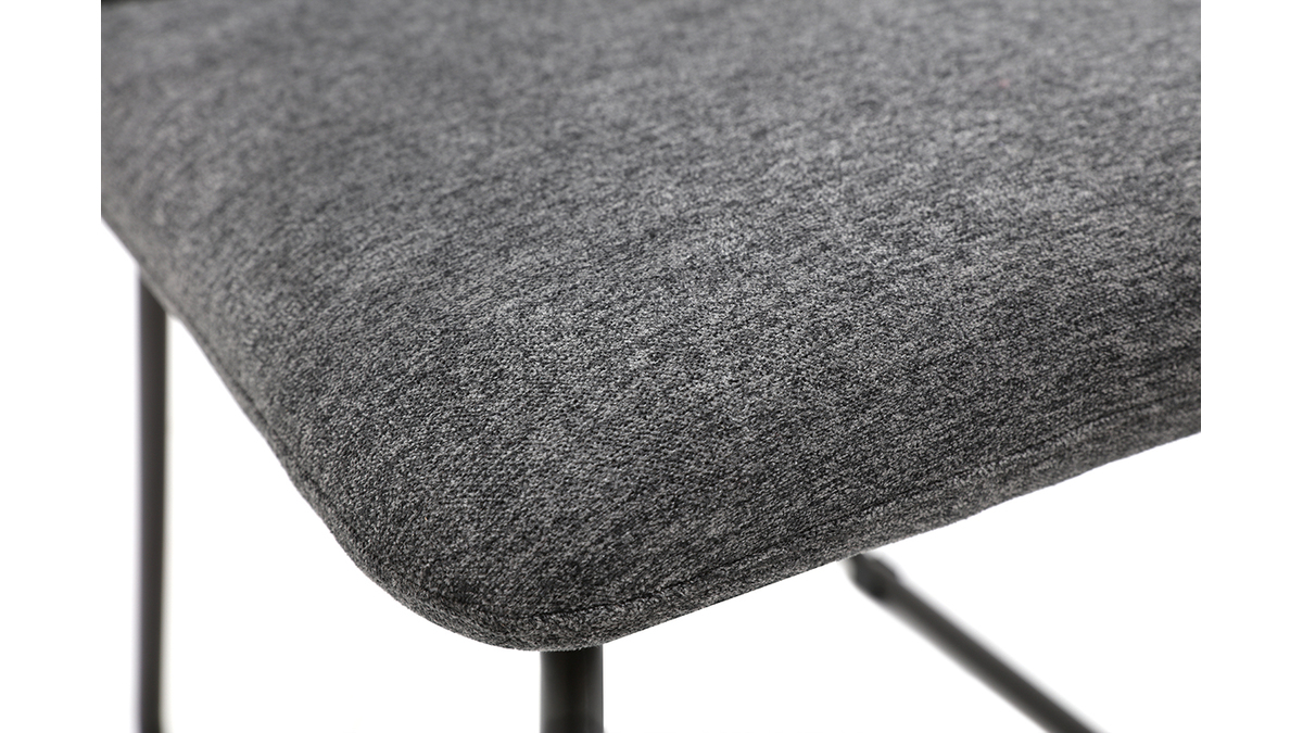 Moderner Stuhl aus grauem Stoff und schwarzem Metall MYST