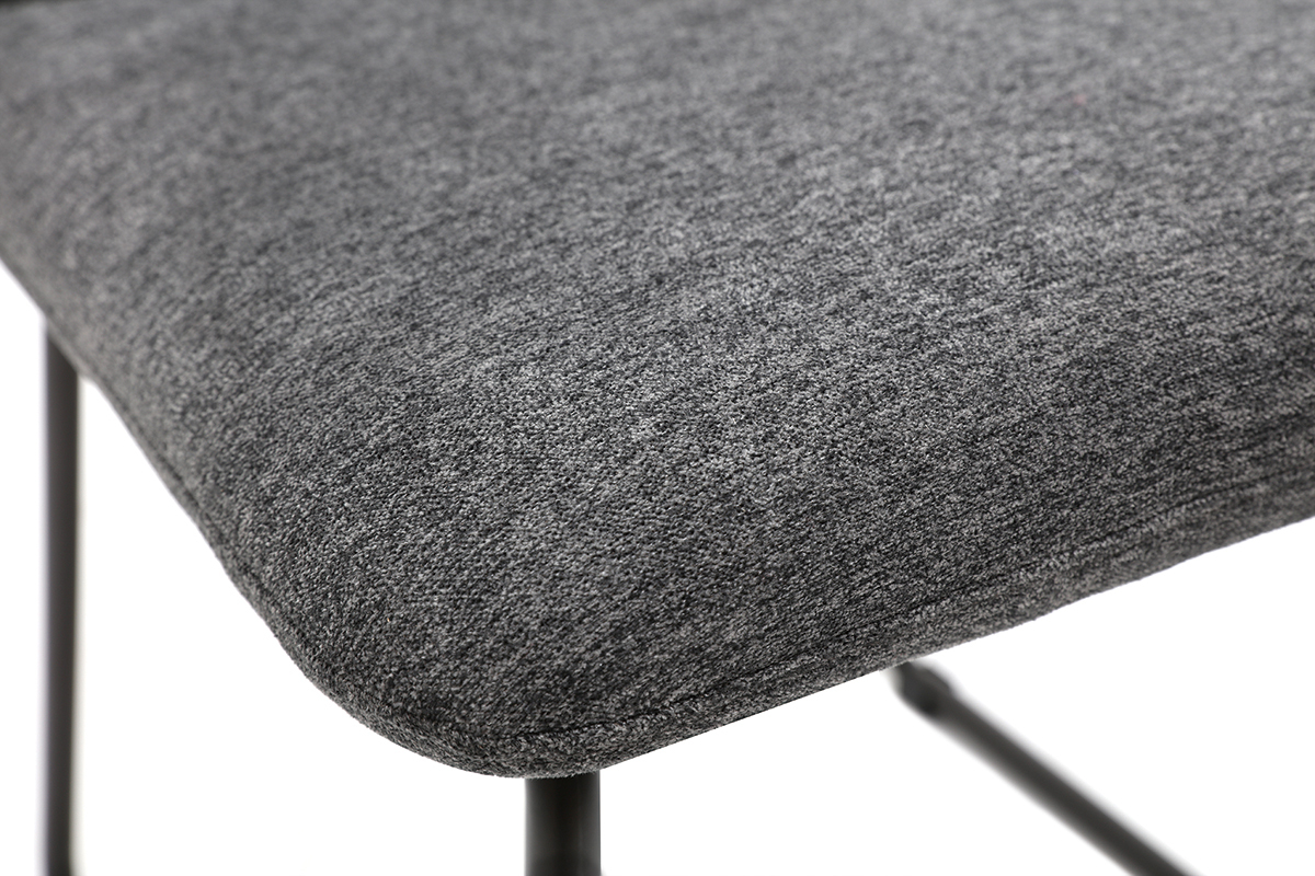 Moderner Stuhl aus grauem Stoff und schwarzem Metall MYST