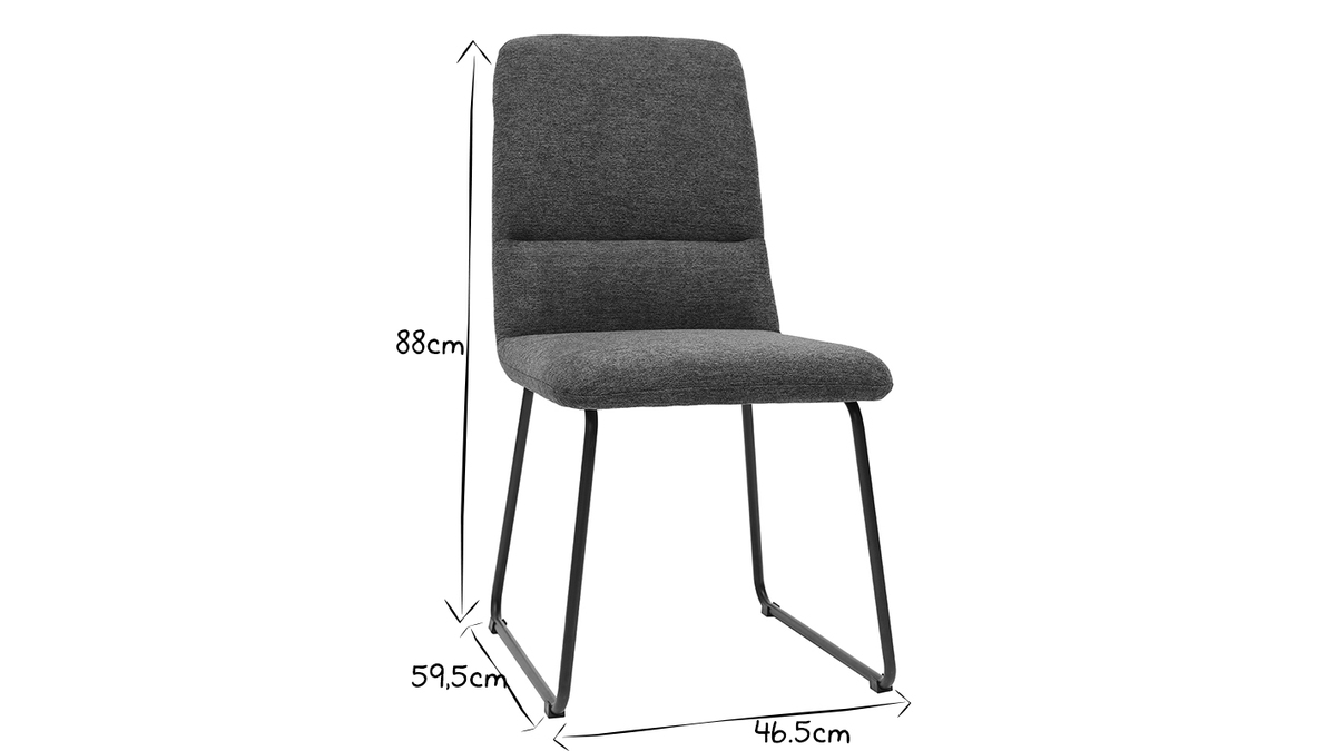 Moderner Stuhl aus grauem Stoff und schwarzem Metall MYST