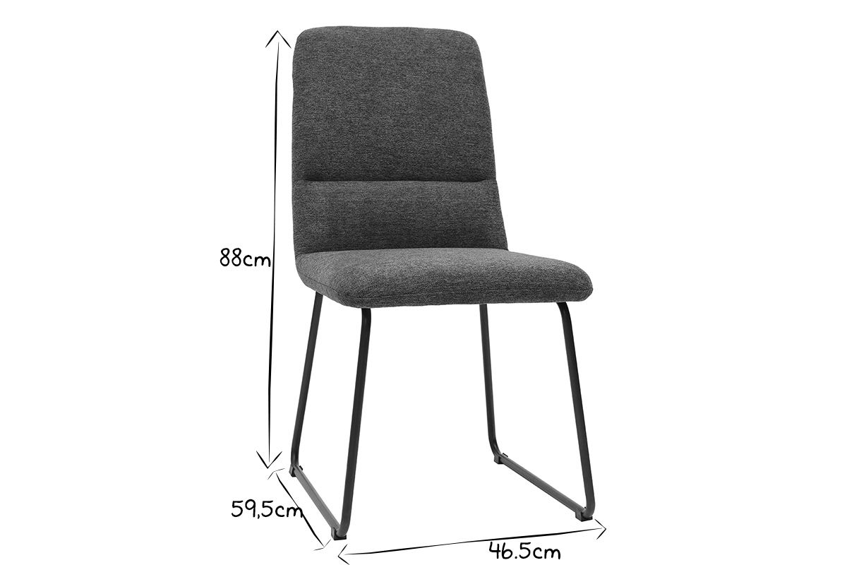 Moderner Stuhl aus grauem Stoff und schwarzem Metall MYST