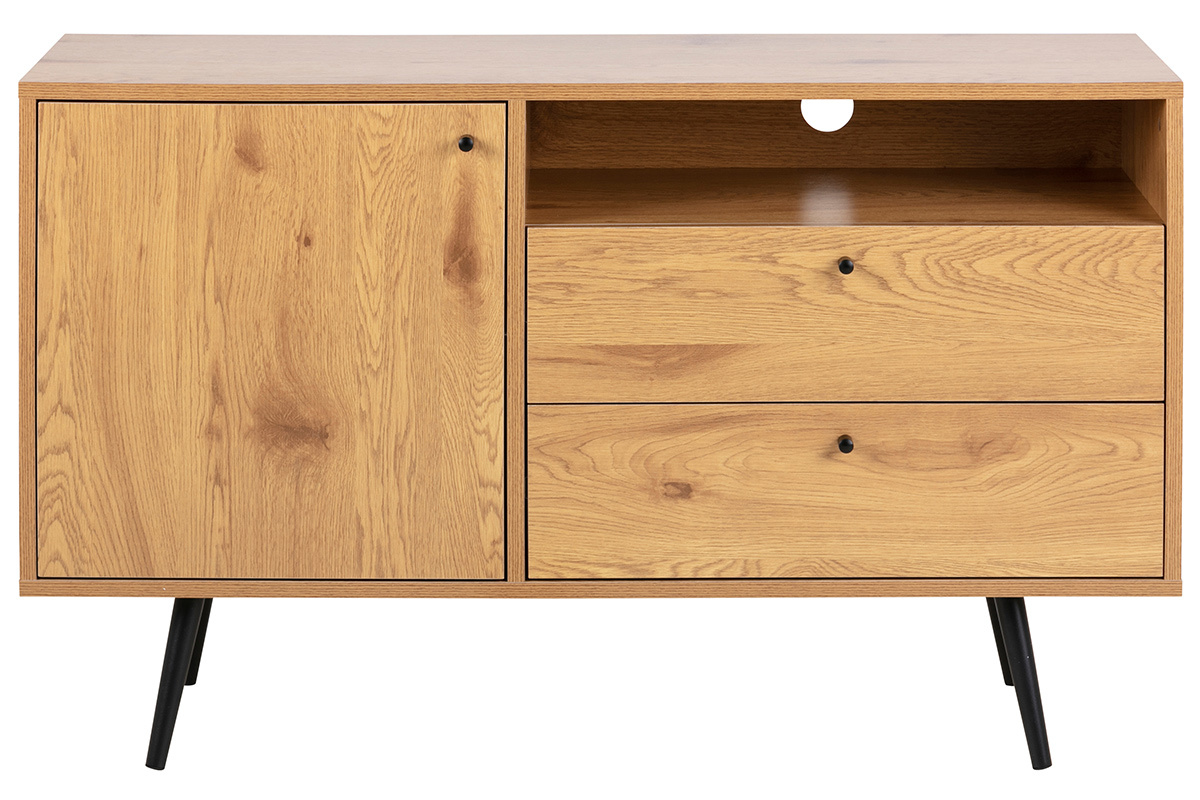 Modernes Sideboard in Eiche und Schwarz L124 cm MIKKA